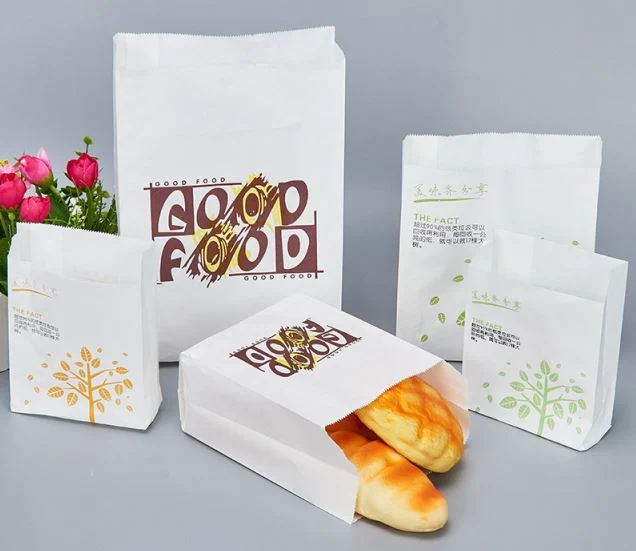 Wholesale Greaseproof Oil Proof Brown Kraft Paper Baking Bread Snack Sandwich Takeaway Food Packaging Bag