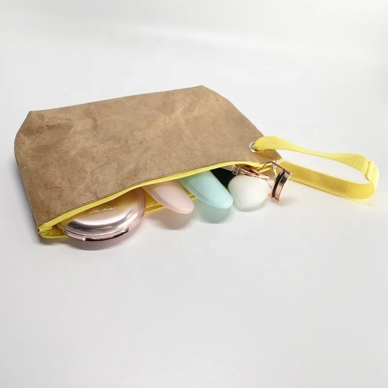 New Arrival Customized Portable Travel Makeup Pouch Zipper Eco Washable Tyvek Paper Cosmetic Bag