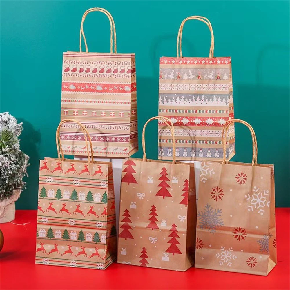 Kraft Paper Candy Cookie Bag Santa Claus Snowman Christmas Gift Packing Bags Xmas Navidad New Year Party Decor Supplies Bag