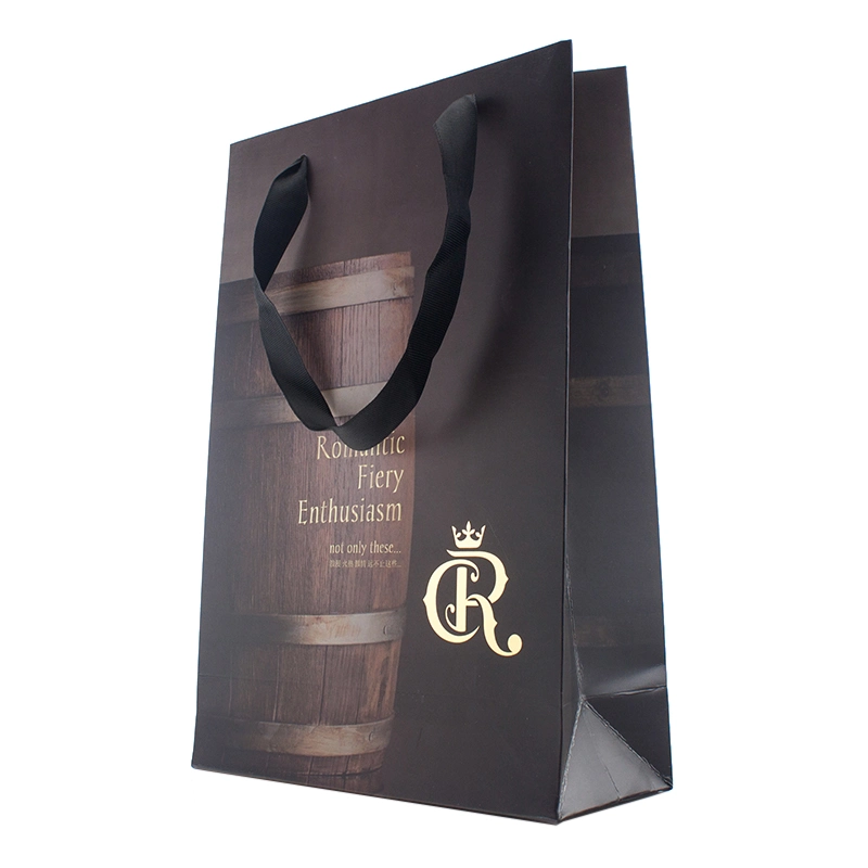 Wine Bottle Vodka Packaging Handle Paper Bag