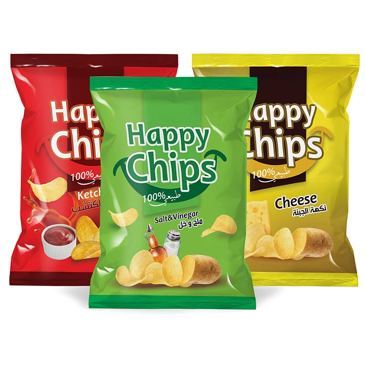 Factory Price Custom Logo Laminated LDPE 75g Back Seal Puffs Food Popcorn Potato Chips Plastic Packaging Bags