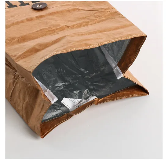 Saco de papel isolado de alta qualidade marrom durável lavável saco de papel isolado refrigerador de almoço saco Tyvek