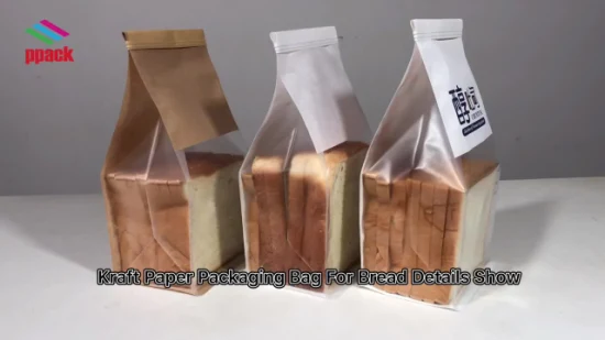 Saco de embalagem de plástico de bom preço Marrom/branco/Kraft Saco de papel para alimentos Pão Saco de papel para alimentos com impressão do seu logotipo